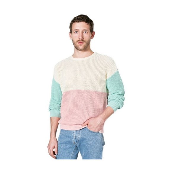 American Apparel Color Block Fishermans Sweater - Picture 4 of 4
